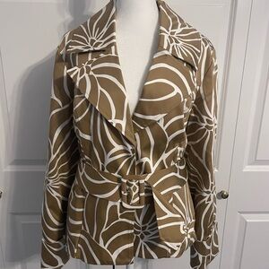INC tan and white patterned blazer